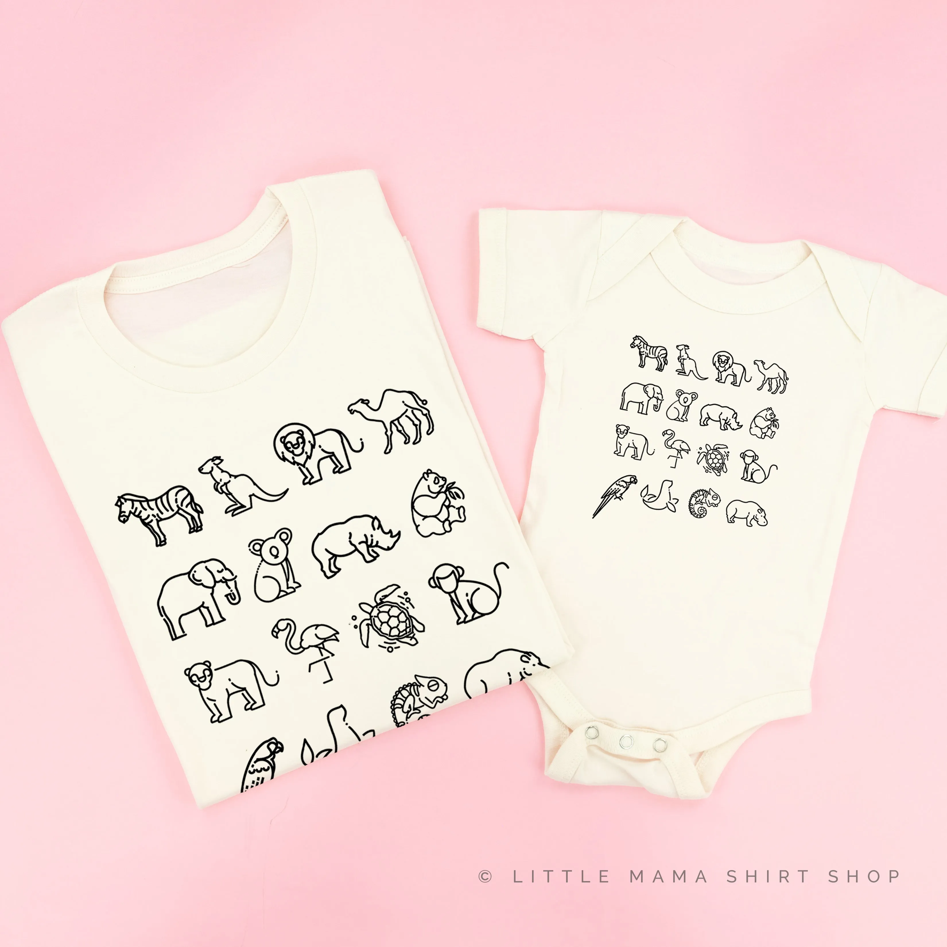 4x4 ZOO ANIMALS - Set of 2 Matching Shirts