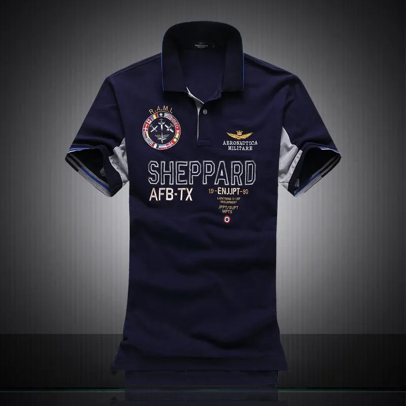 Aeronautica Sheppard Navy Blue Short Sleeve Polo