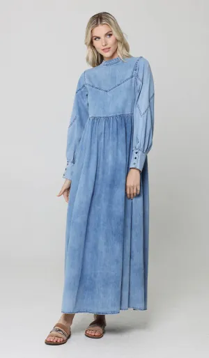 Ala Modest Long Soft Maxi Dress - Denim