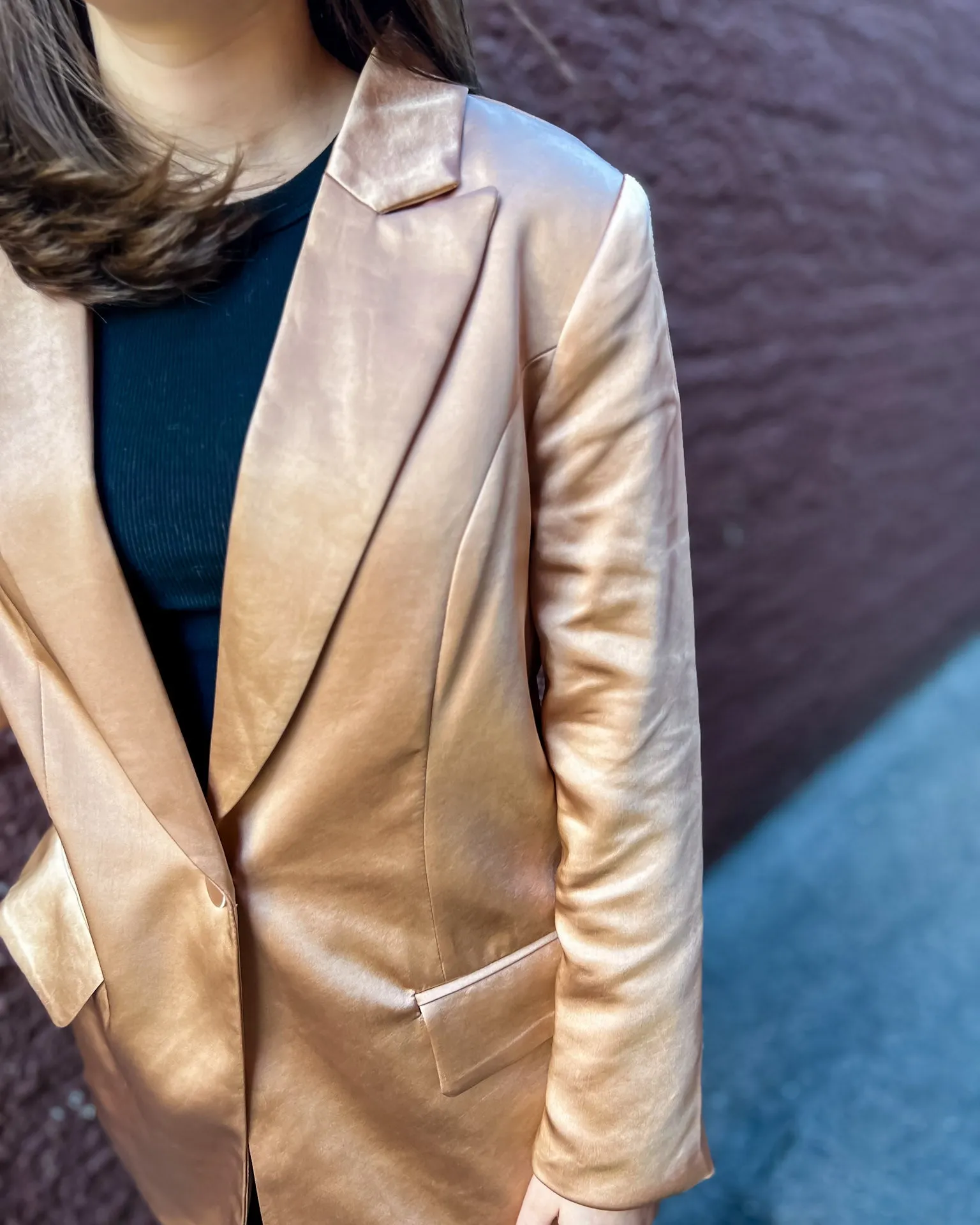 Almond Satin Blazer