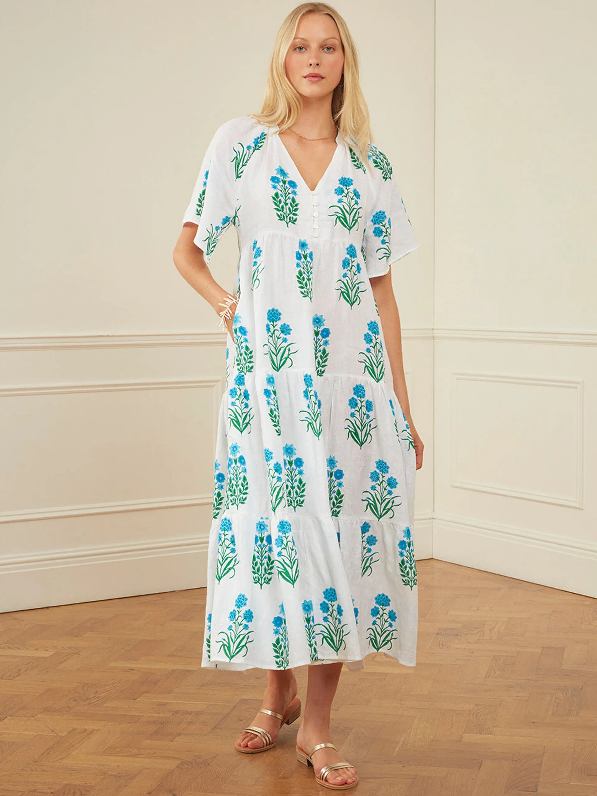 Aqua botanical manila dress