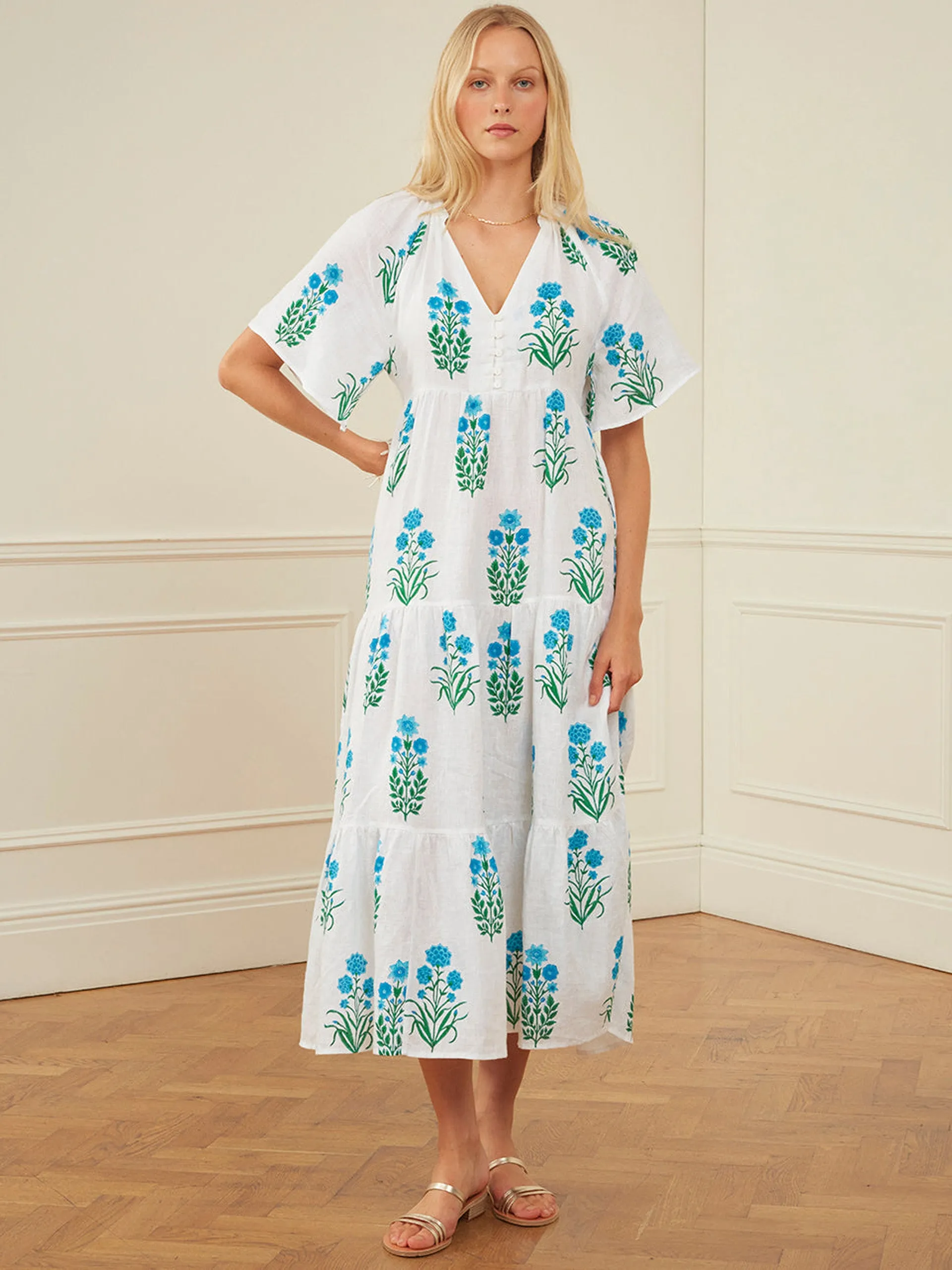 Aqua botanical manila dress