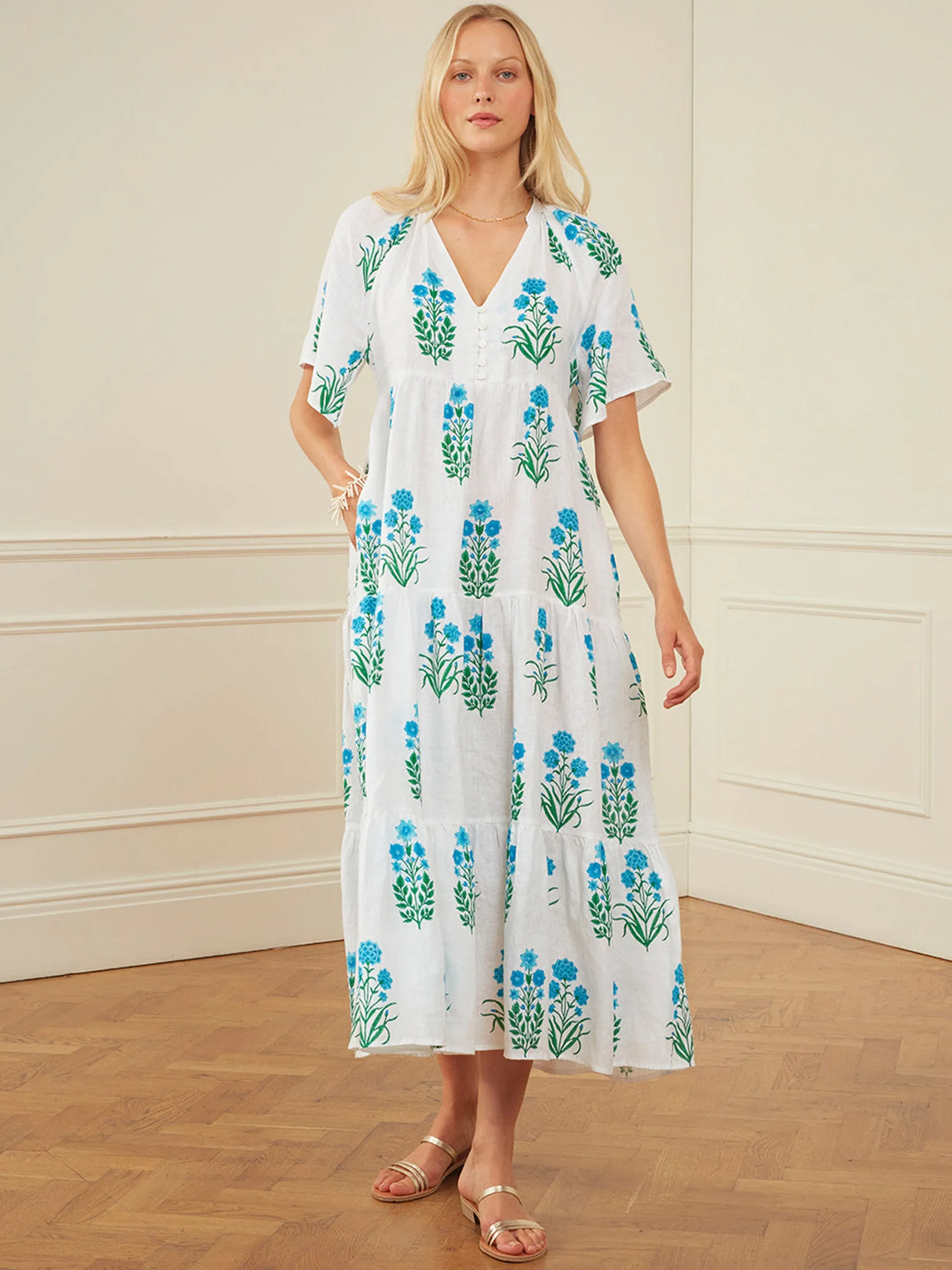 Aqua botanical manila dress