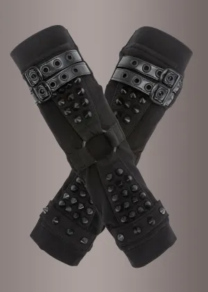 Atomic Punk Black Buckle Arm Warmers with Studs