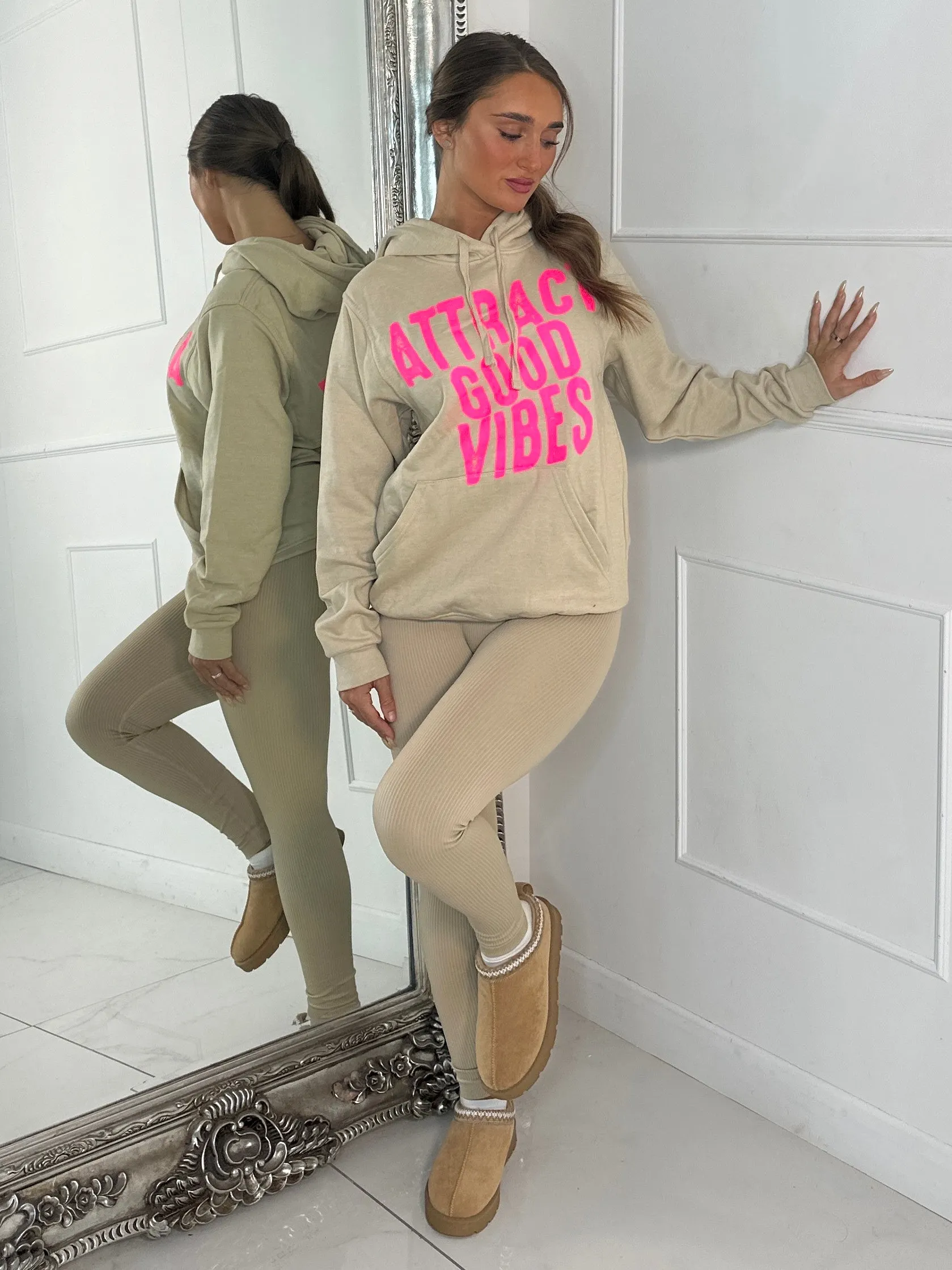 Attract Good Vibes Hoodie - Beige