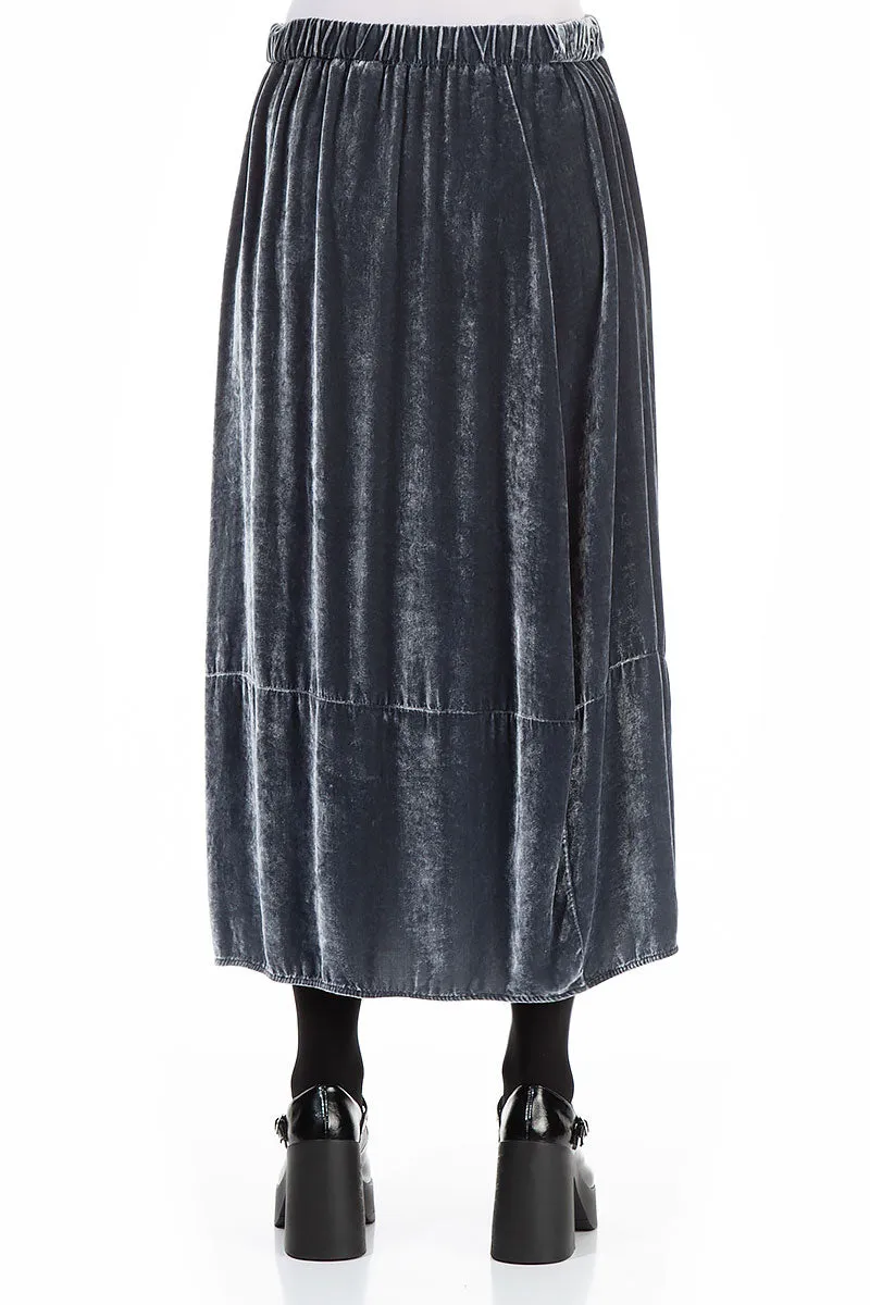 Balloon Silver Silk Velvet Skirt