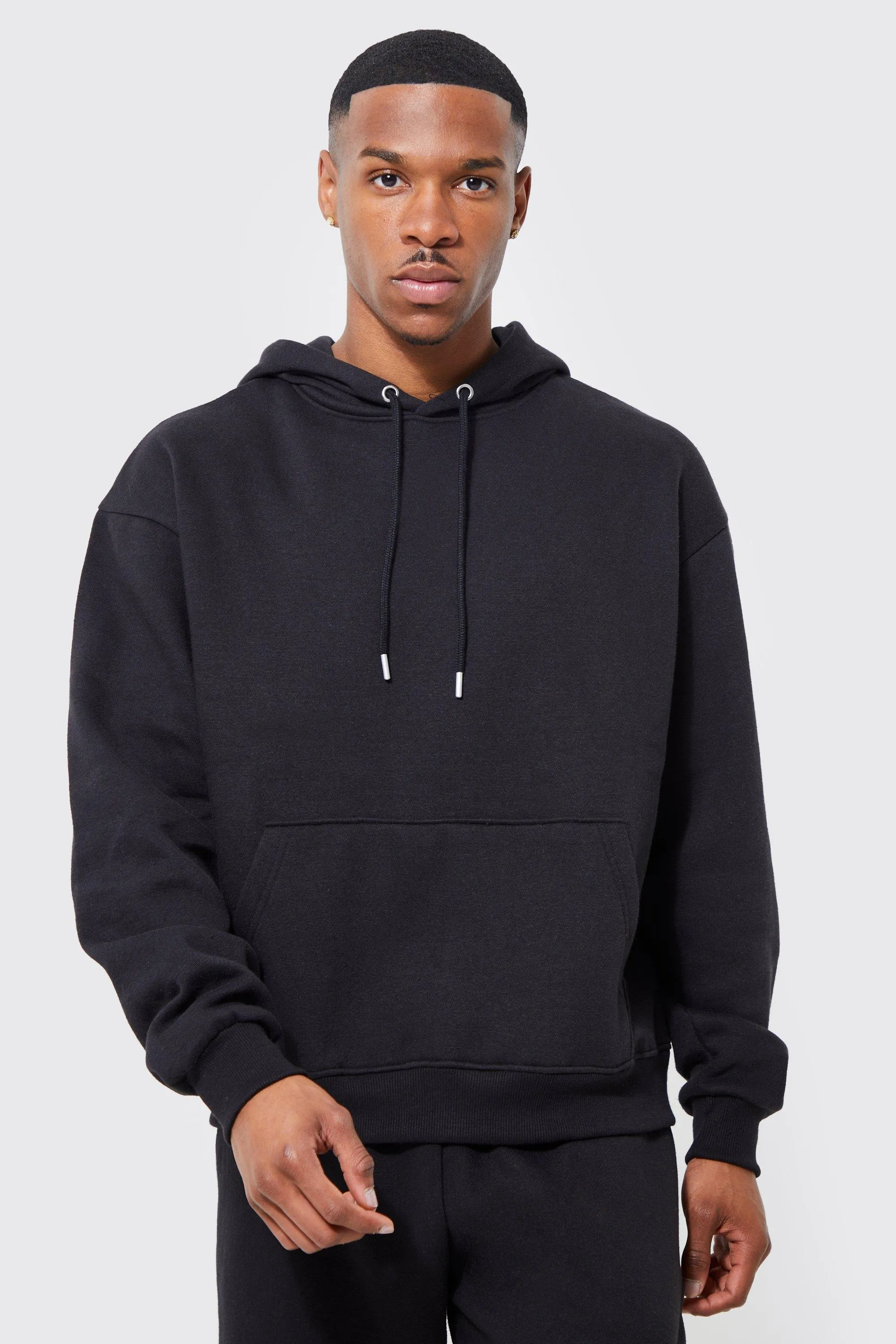 Basic oversized boxy Boohoo hoodie, black