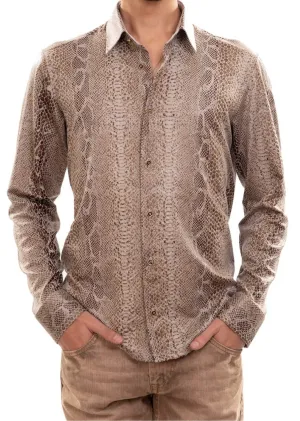 Beige Alligator Print Shirt