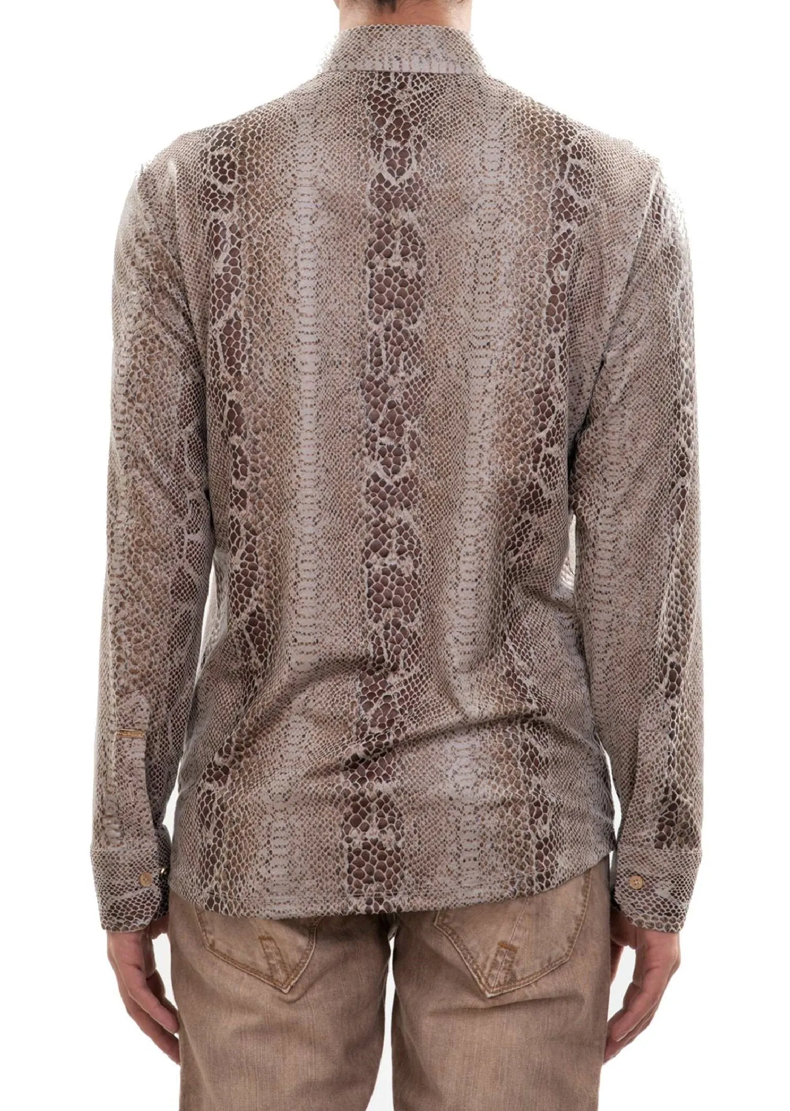 Beige Alligator Print Shirt