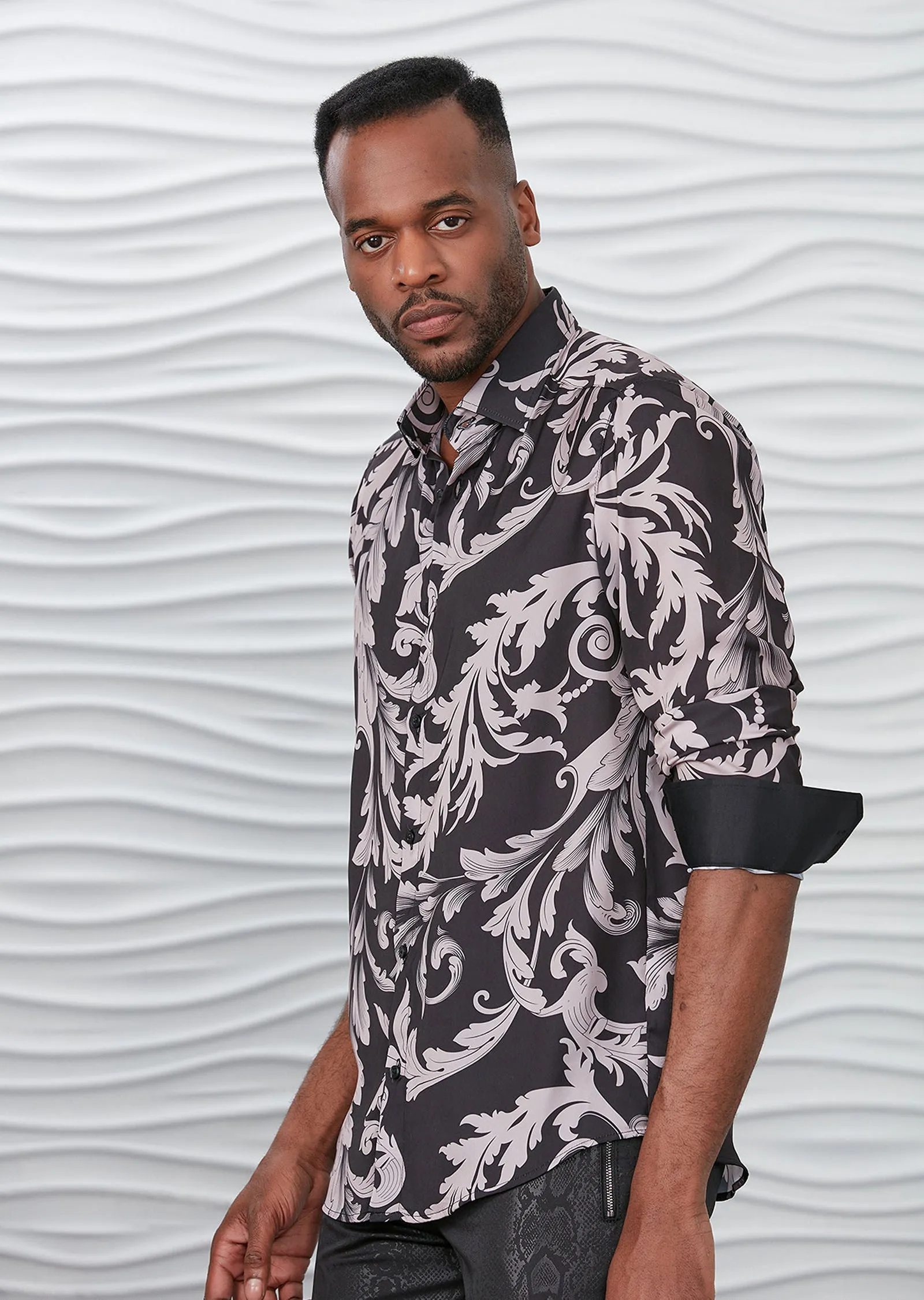 Black Barocco Silky Shirt