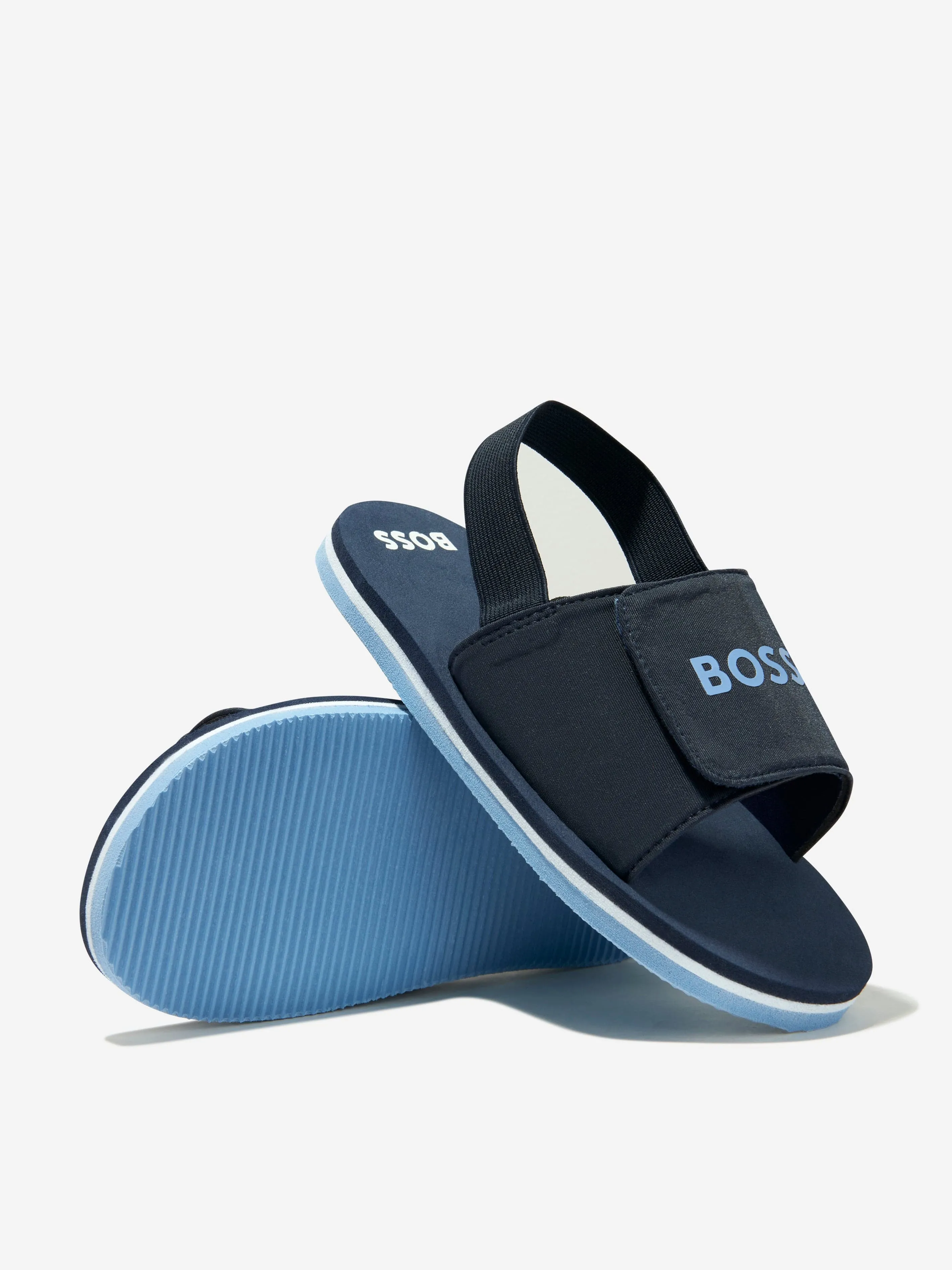 BOSS Boys Logo Sandals In Navy