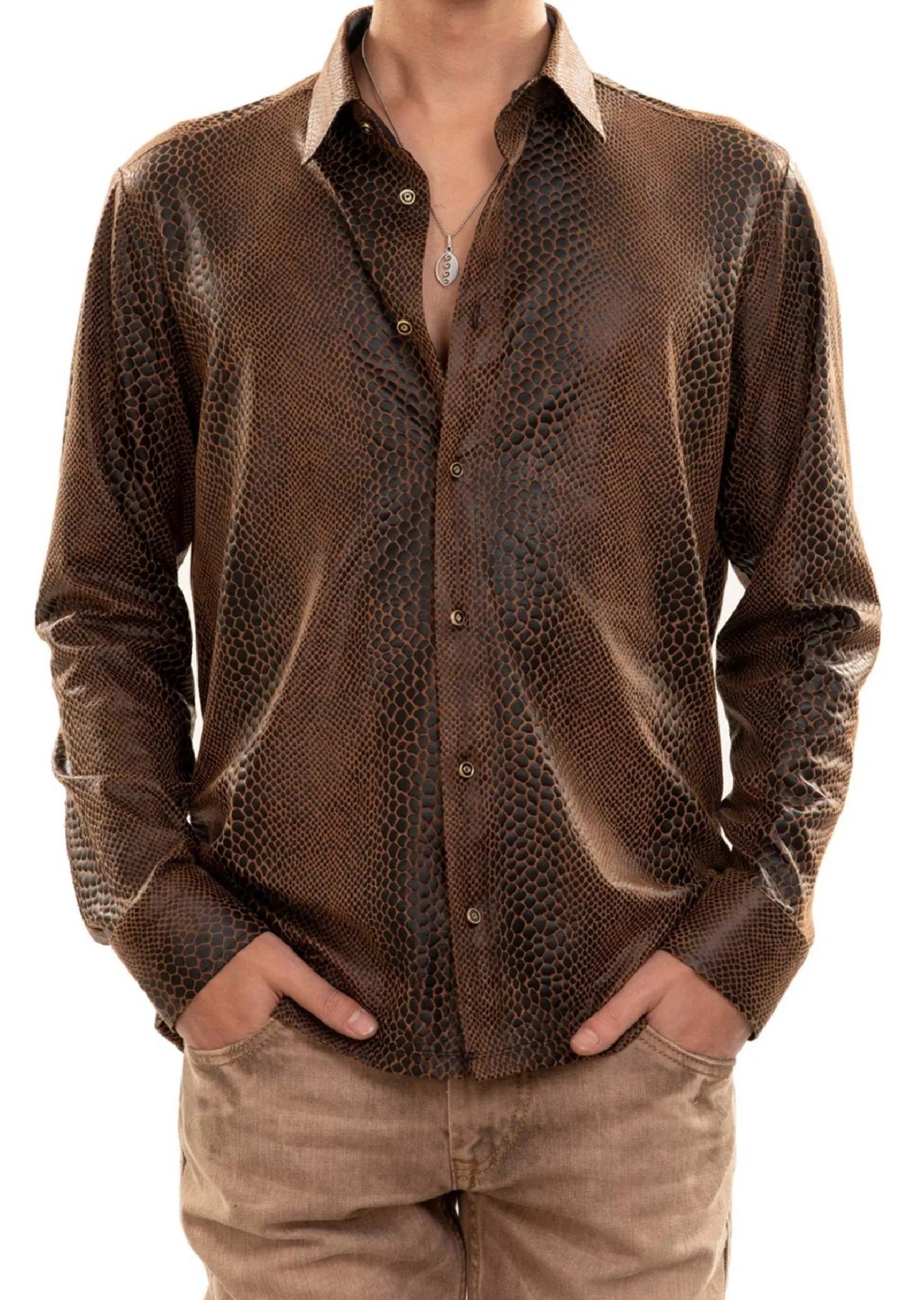 Brown Alligator Print Shirt