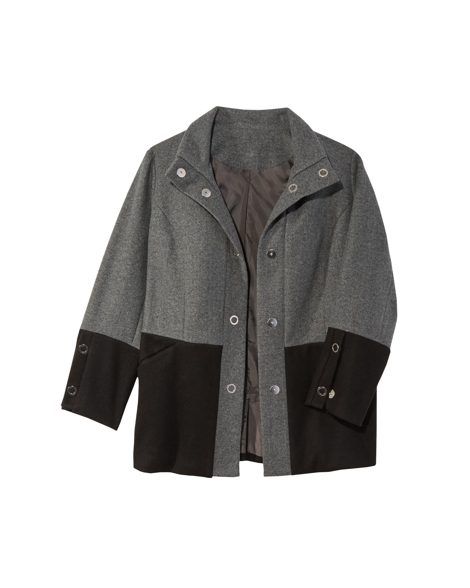 Brusselton Color Block Coat | Charcoal Grey