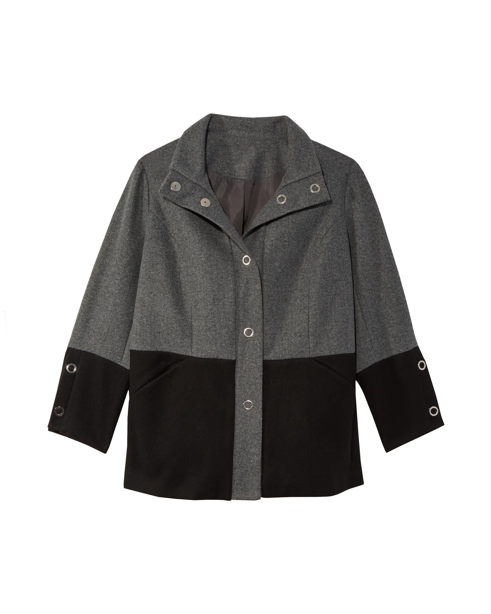 Brusselton Color Block Coat | Charcoal Grey