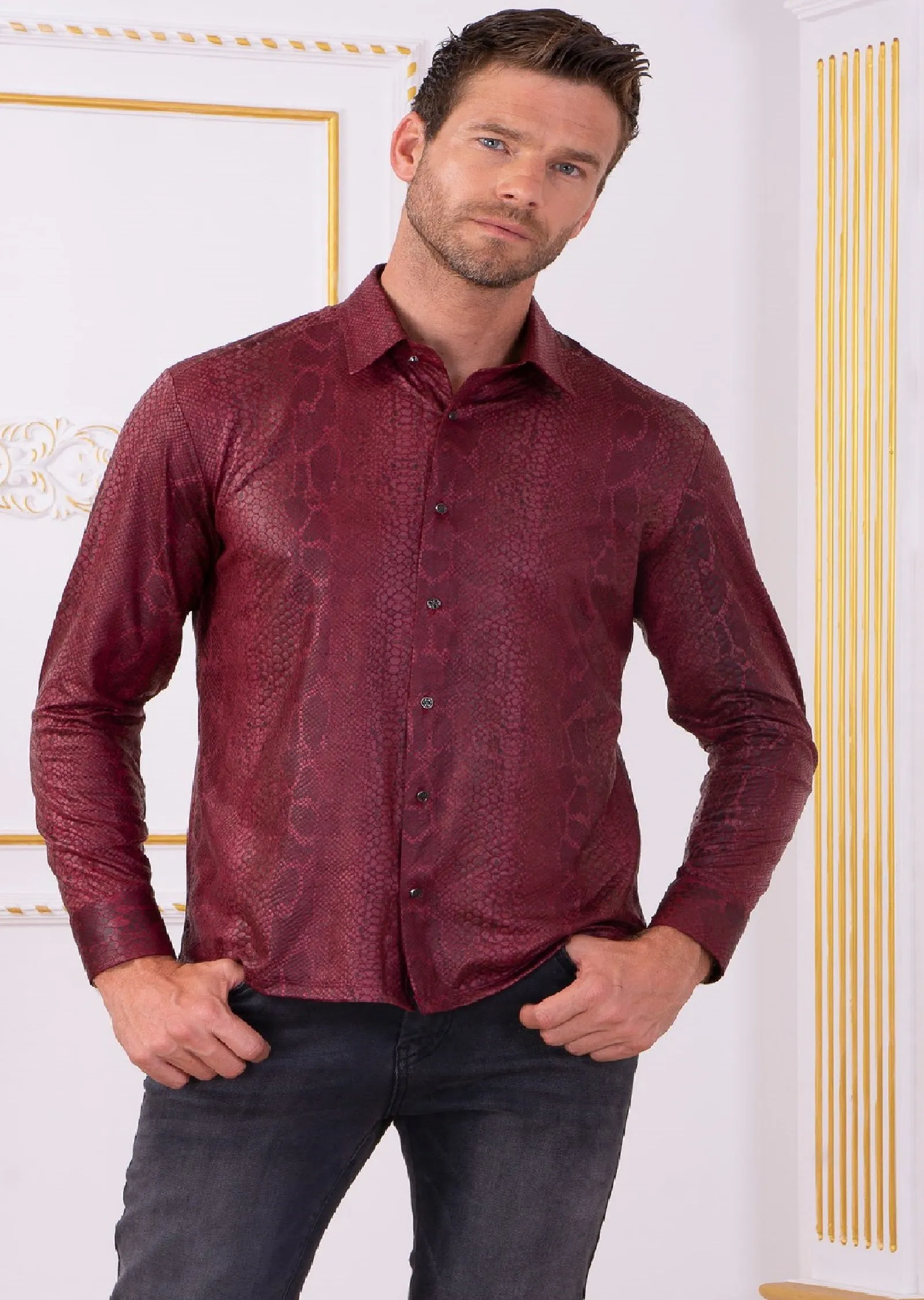 Burgundy Alligator Print Shirt