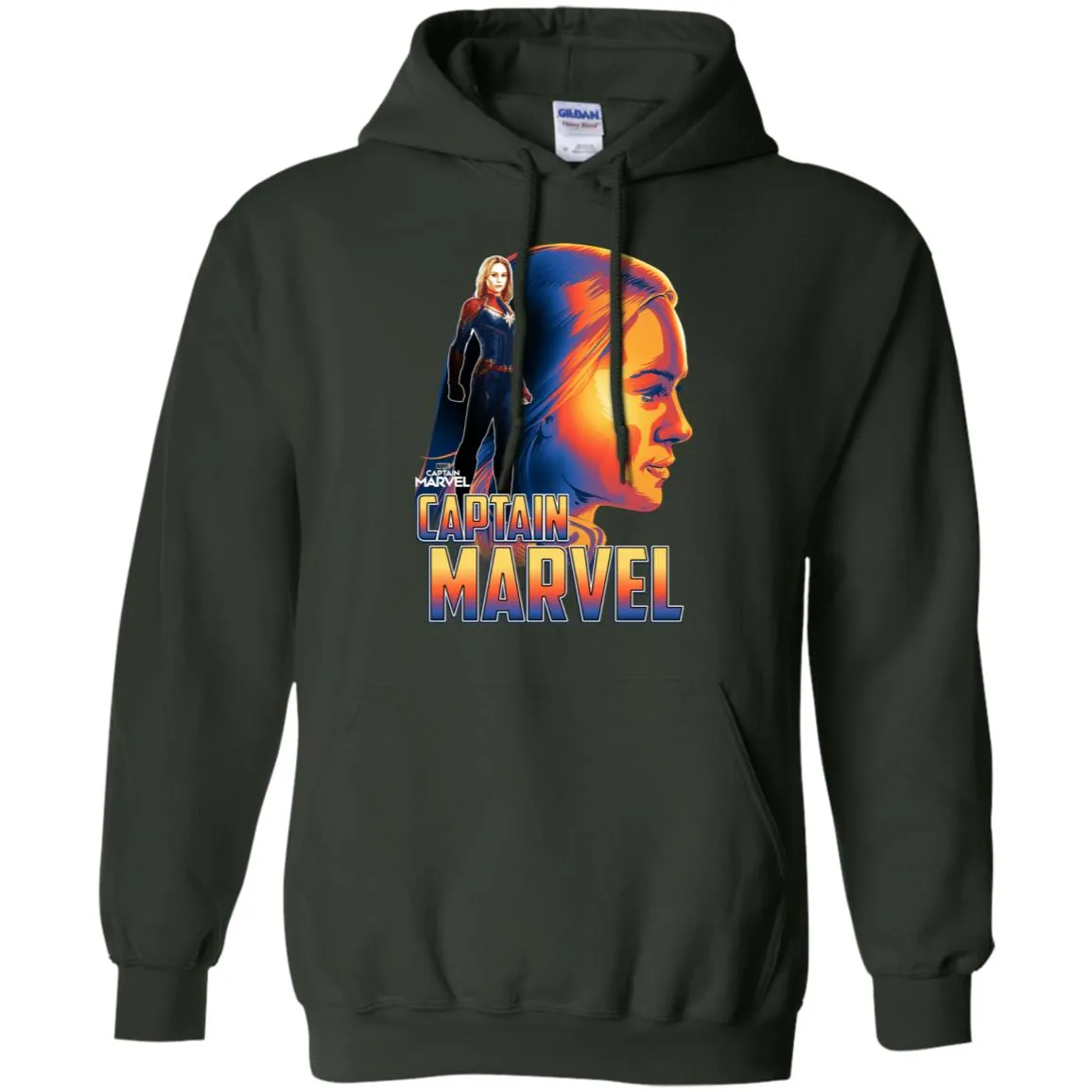 Captain Marvel Bold Sunset Portrait Pullover Hoodie Sweatshirt