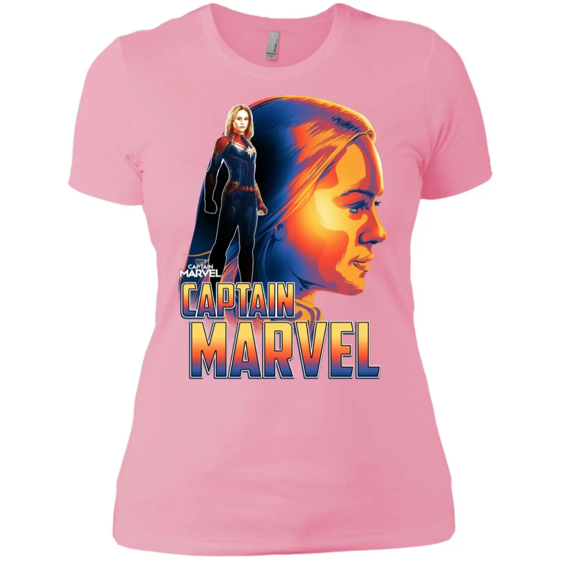 Captain Marvel Bold Sunset Portrait Women Cotton T-Shirt