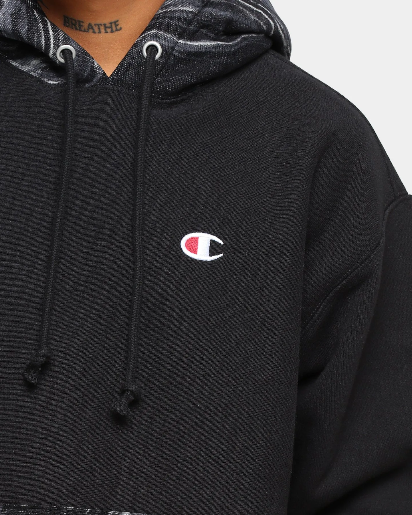 Champion Rev Weave Marble Hoodie Black