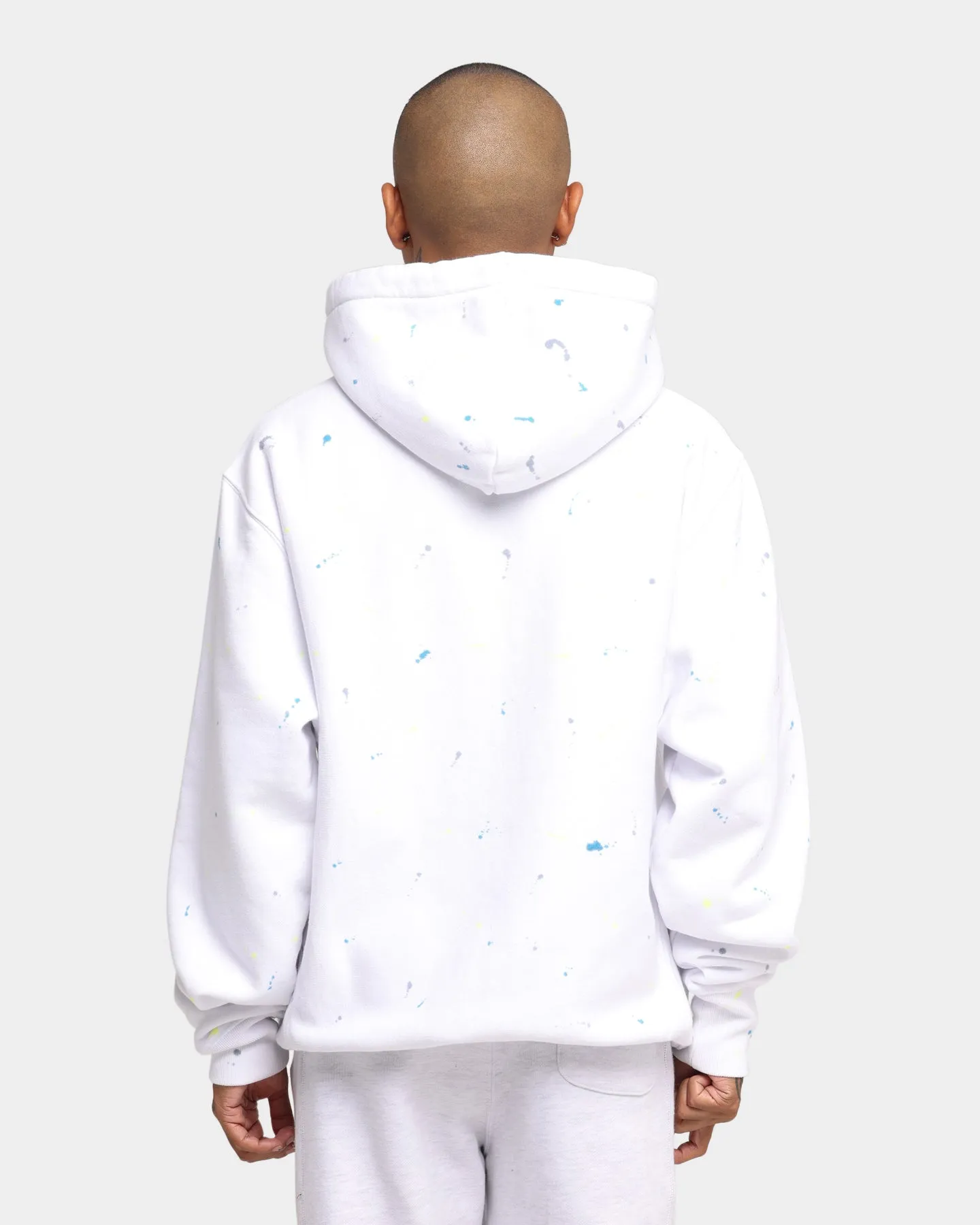 Champion Rev Weave Paint Splatter Hoodie White