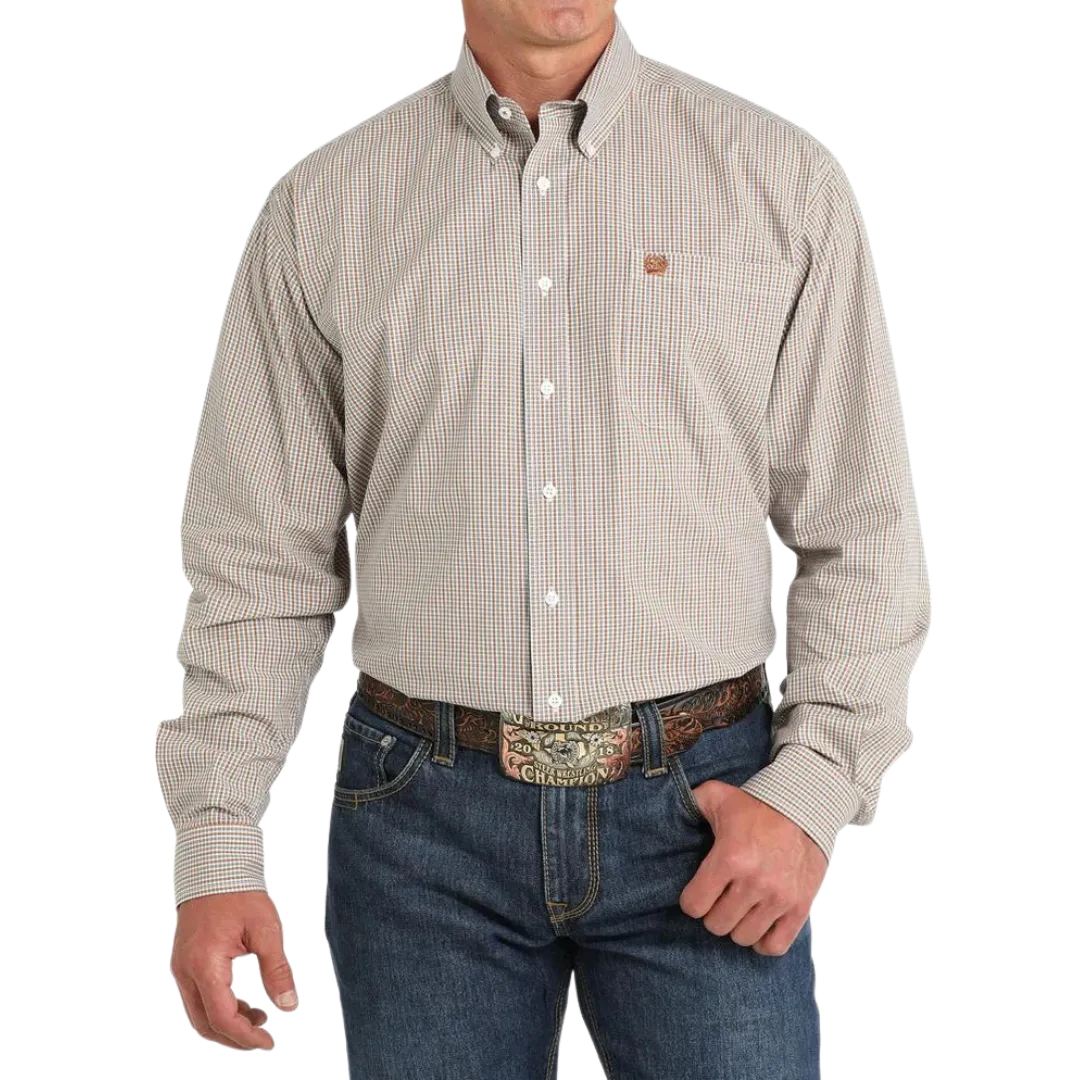 Cinch Men's Plaid White Shirt