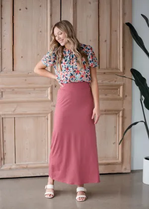 Clarise Dusty Rose Premium Knit Maxi Skirt - FINAL SALE