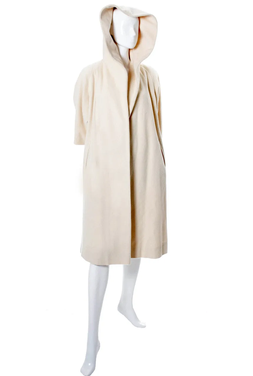 Creamy Cashmere Vintage Coat with Hood