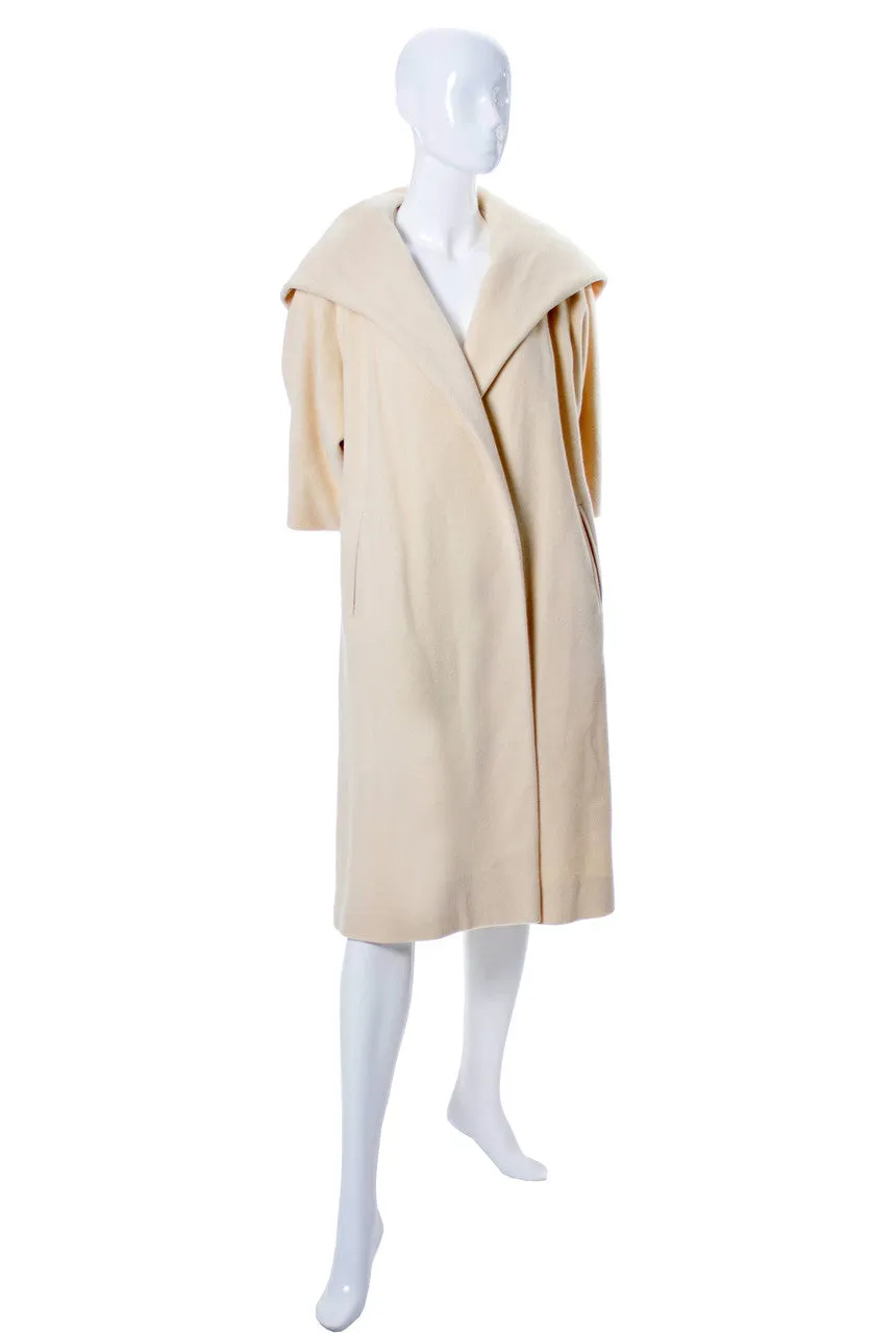 Creamy Cashmere Vintage Coat with Hood