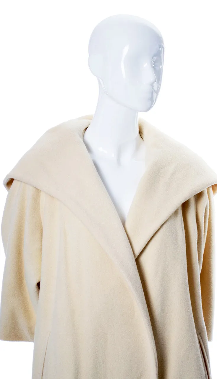 Creamy Cashmere Vintage Coat with Hood