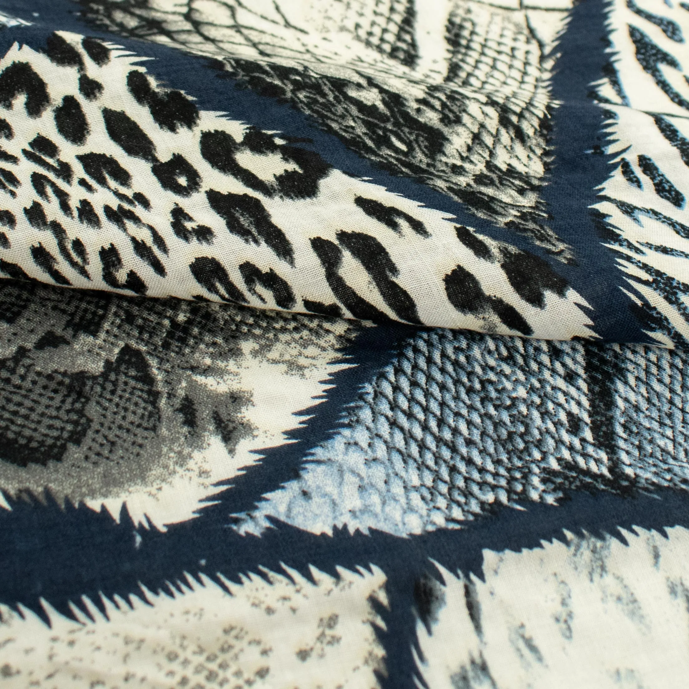 Crinkle Cotton Prints Design-10 Grey Leopard & Snake Skin