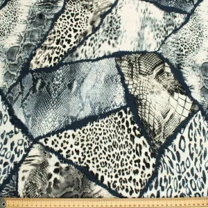 Crinkle Cotton Prints Design-10 Grey Leopard & Snake Skin