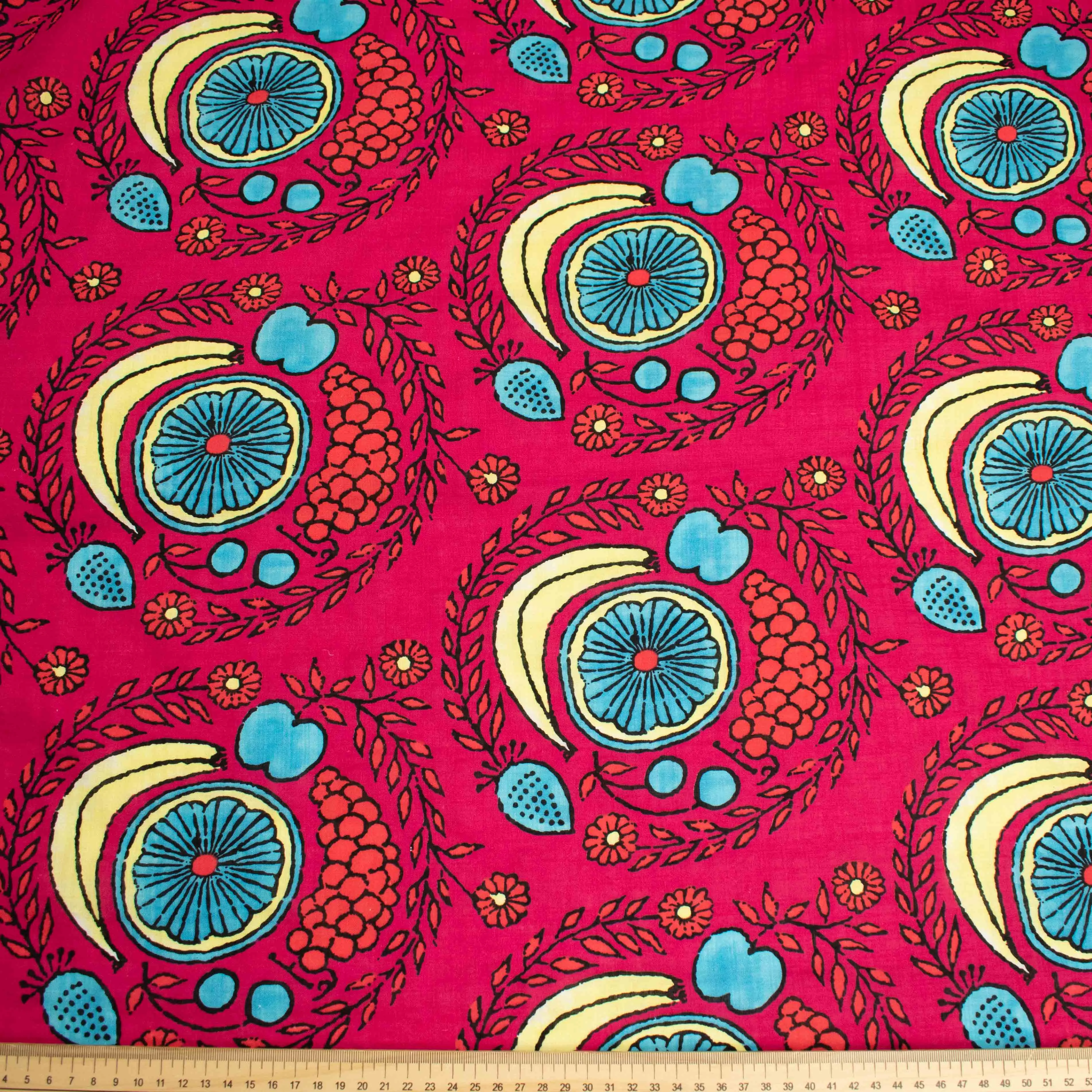 Crinkle Cotton Prints Design-24 Fruits on Red