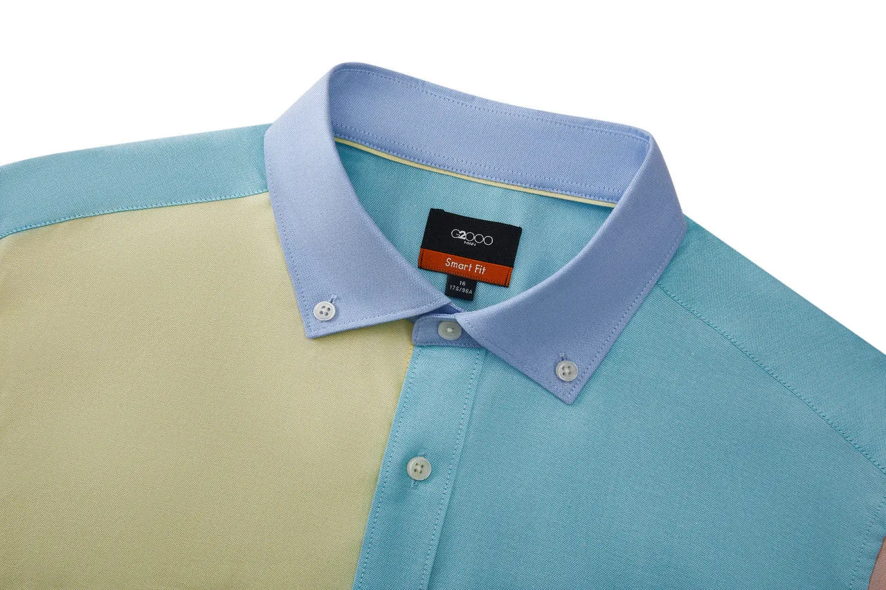 Easy Care Cotton Oxford Colour Blocking Casual Shirt in Smart Fit