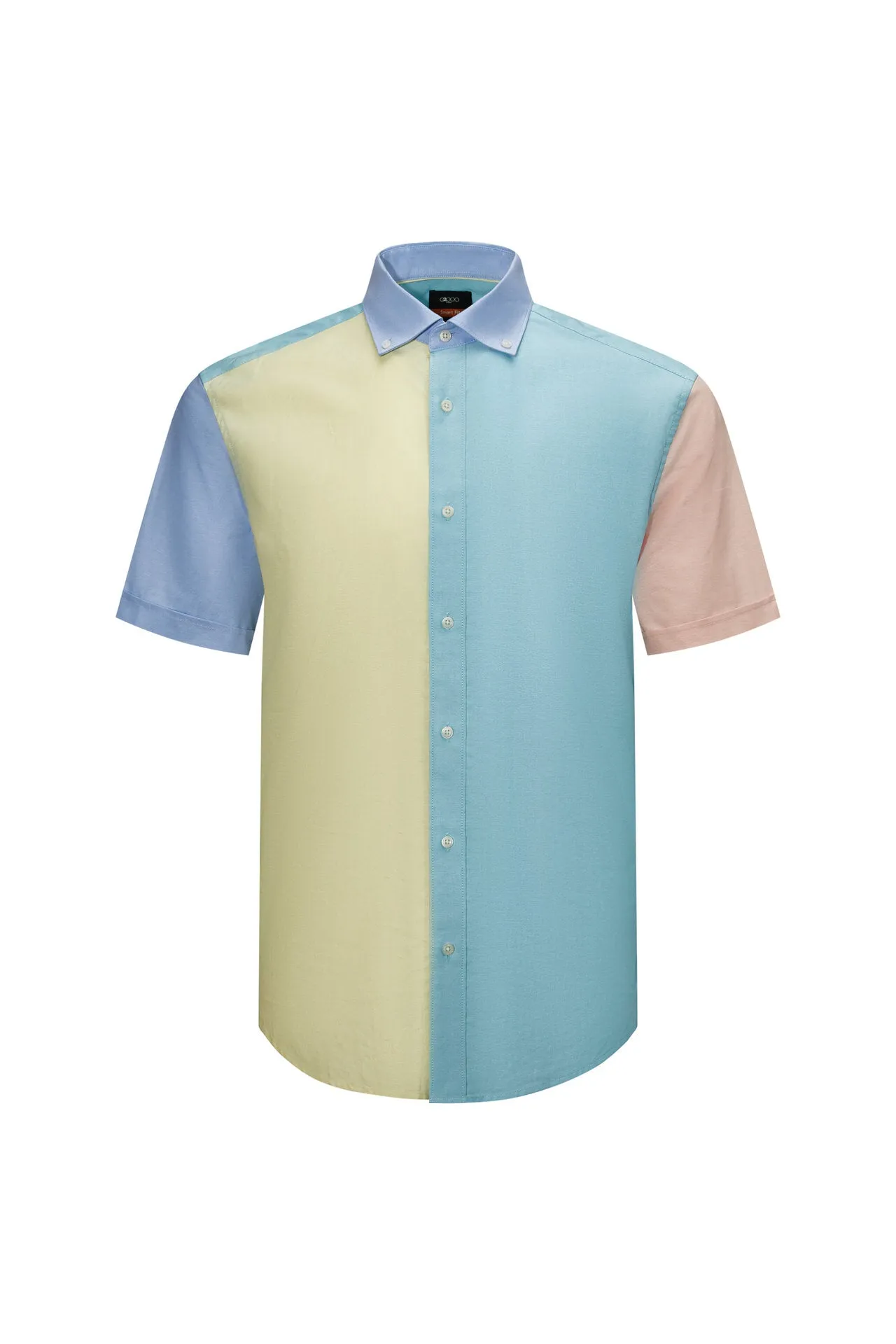 Easy Care Cotton Oxford Colour Blocking Casual Shirt in Smart Fit