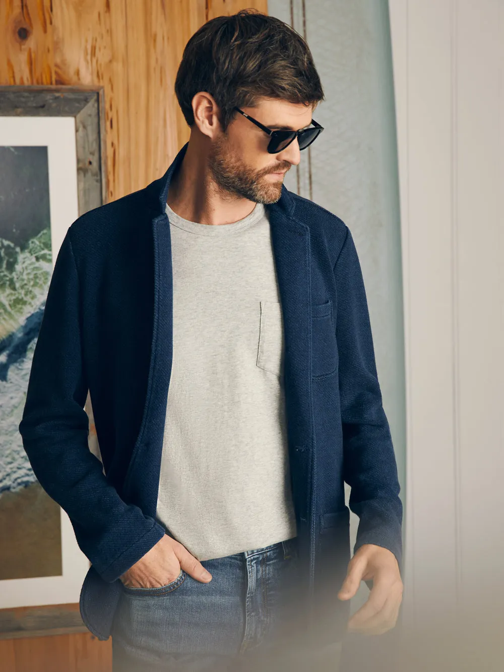 Faherty Inlet Knit Blazer in Hendricks Indigo Wash