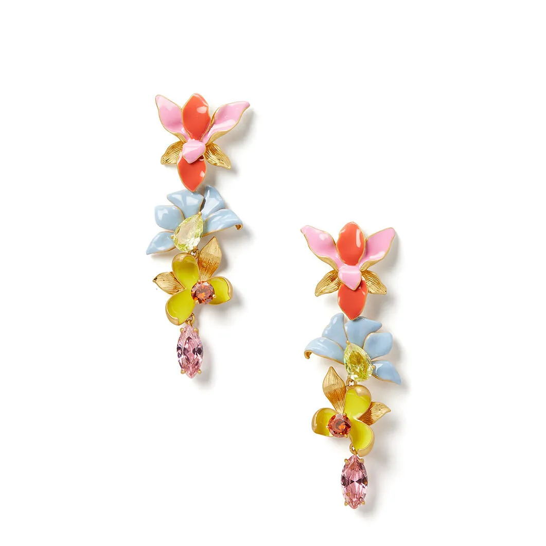 Floral Frenzy Drop Earrings in Blue