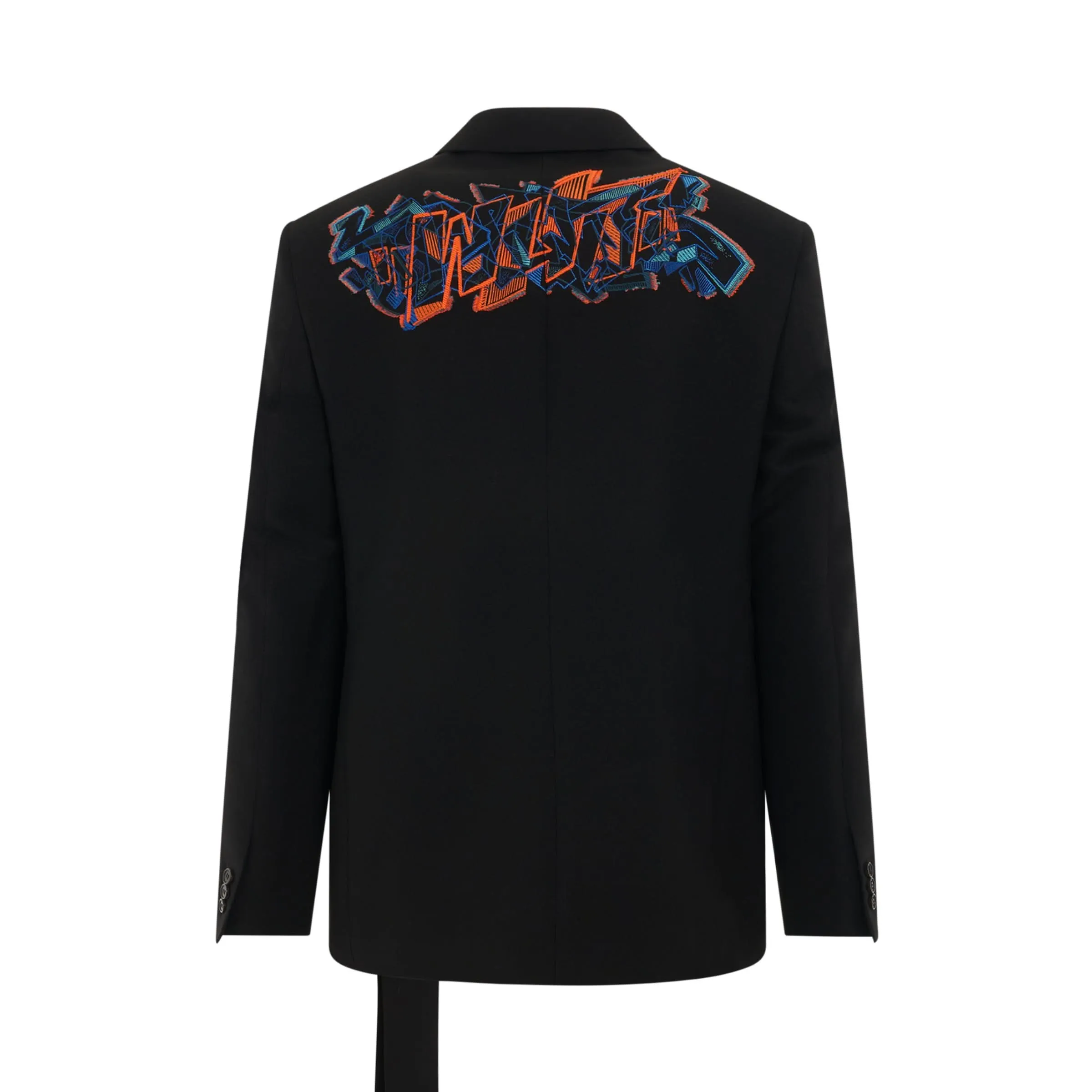 Graffiti Coupe Strap Blazer in Black/Fluoro Orange