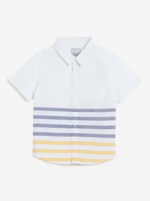 HOP Kids White Striped Cotton Shirt