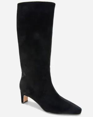 Janice Black Suede Tall Boot