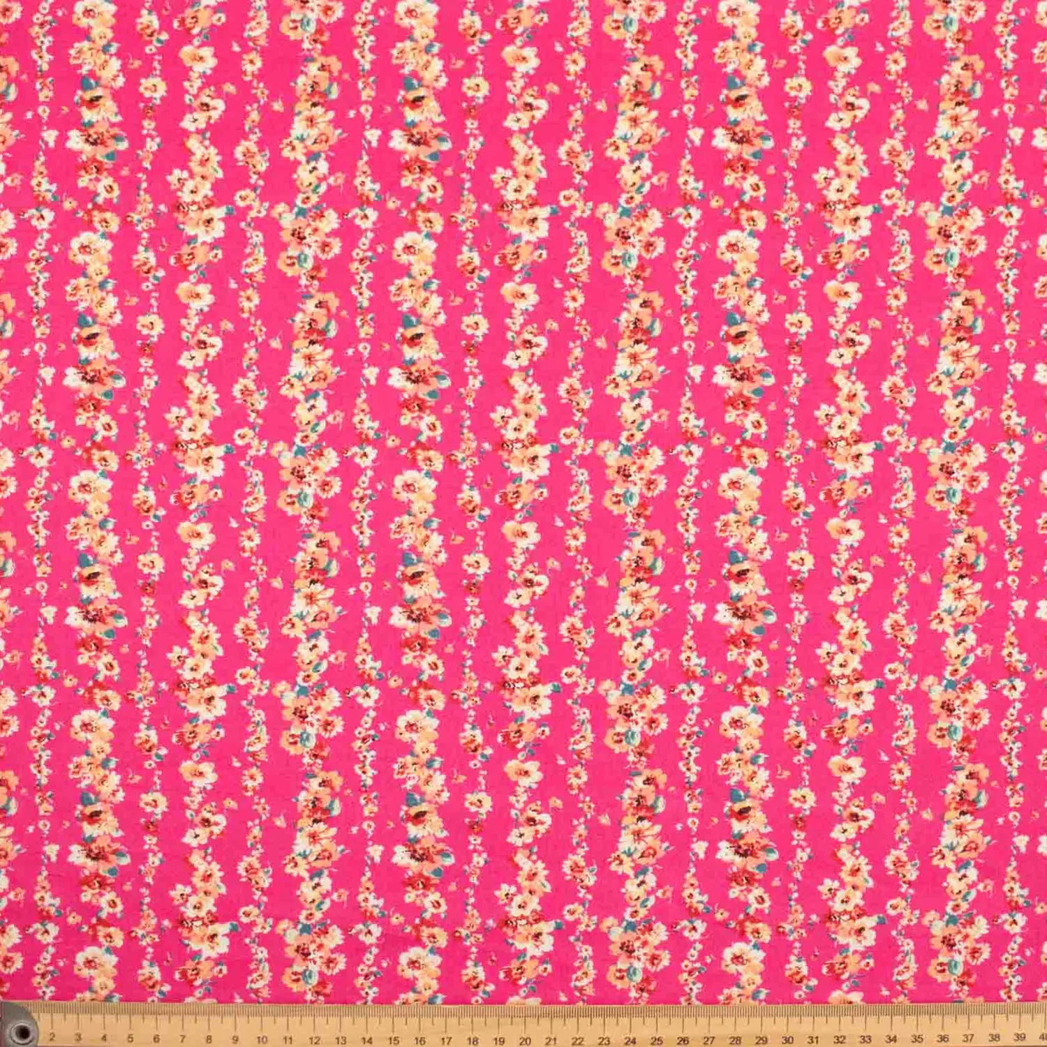 Japanese Pure Cotton Lawn Prints Design-621 Orange Floral Vines on Pink