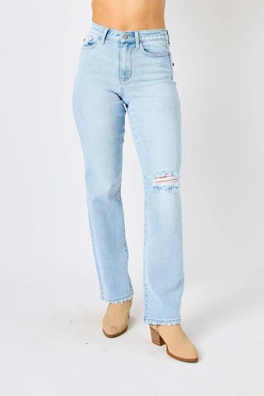 Judy Blue Full Size High Waist Distressed Straight Jeans