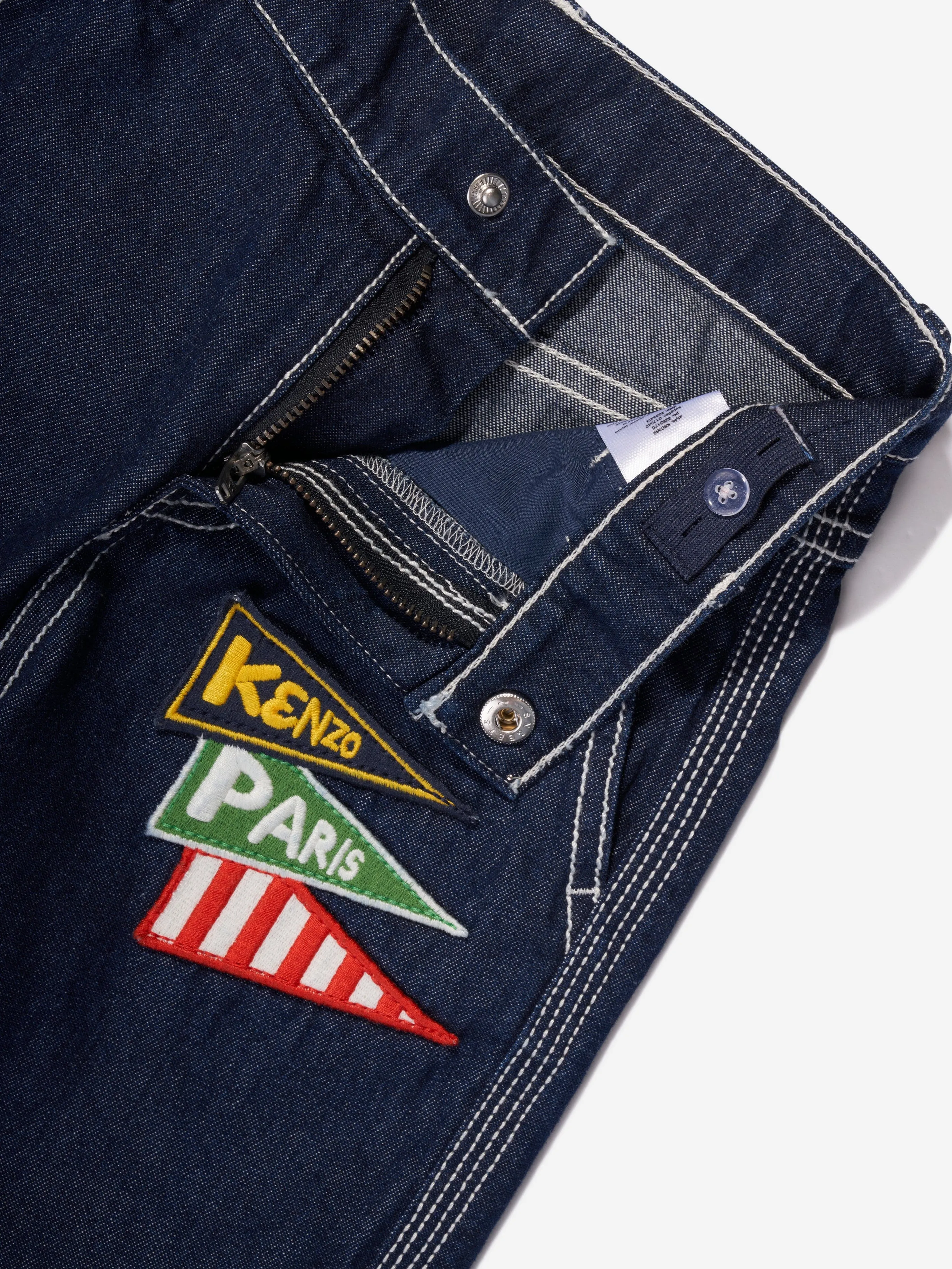 KENZO Boys Jeans With Badges in Blue