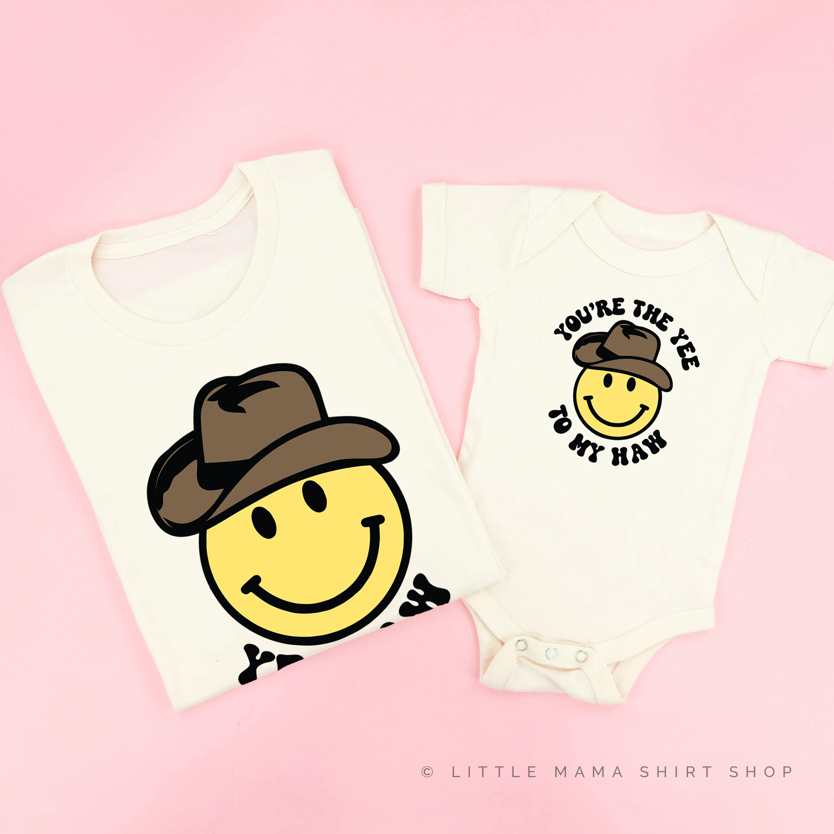 LMSS® X RILEY LASTER - Yeehaw Smiley Cowboy / You're the Yee to My Haw - Set of 2 Matching Shirts