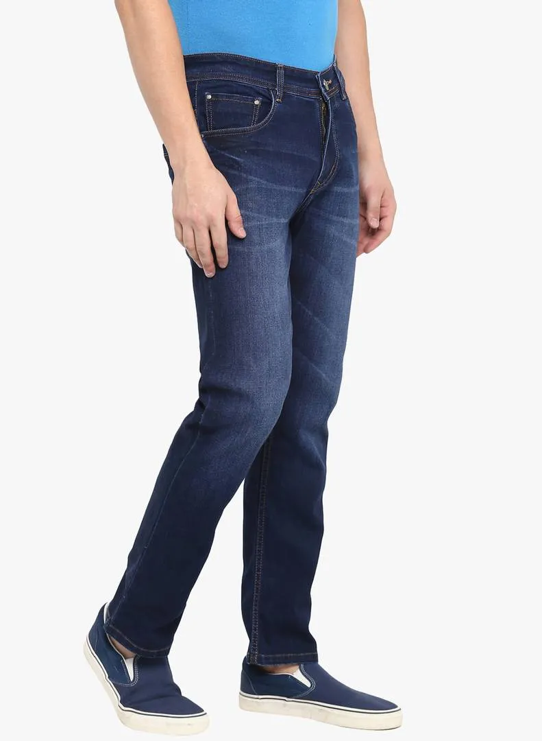 Men's Cotton Blue Slim Fit Mid-Rise Jeans