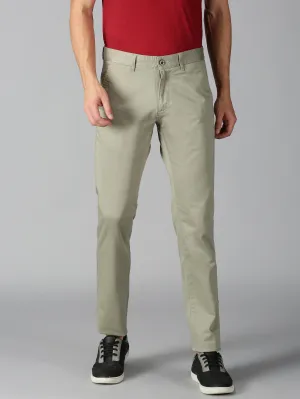 MEN'S OLIVE SOLID SLIM FIT TROUSER