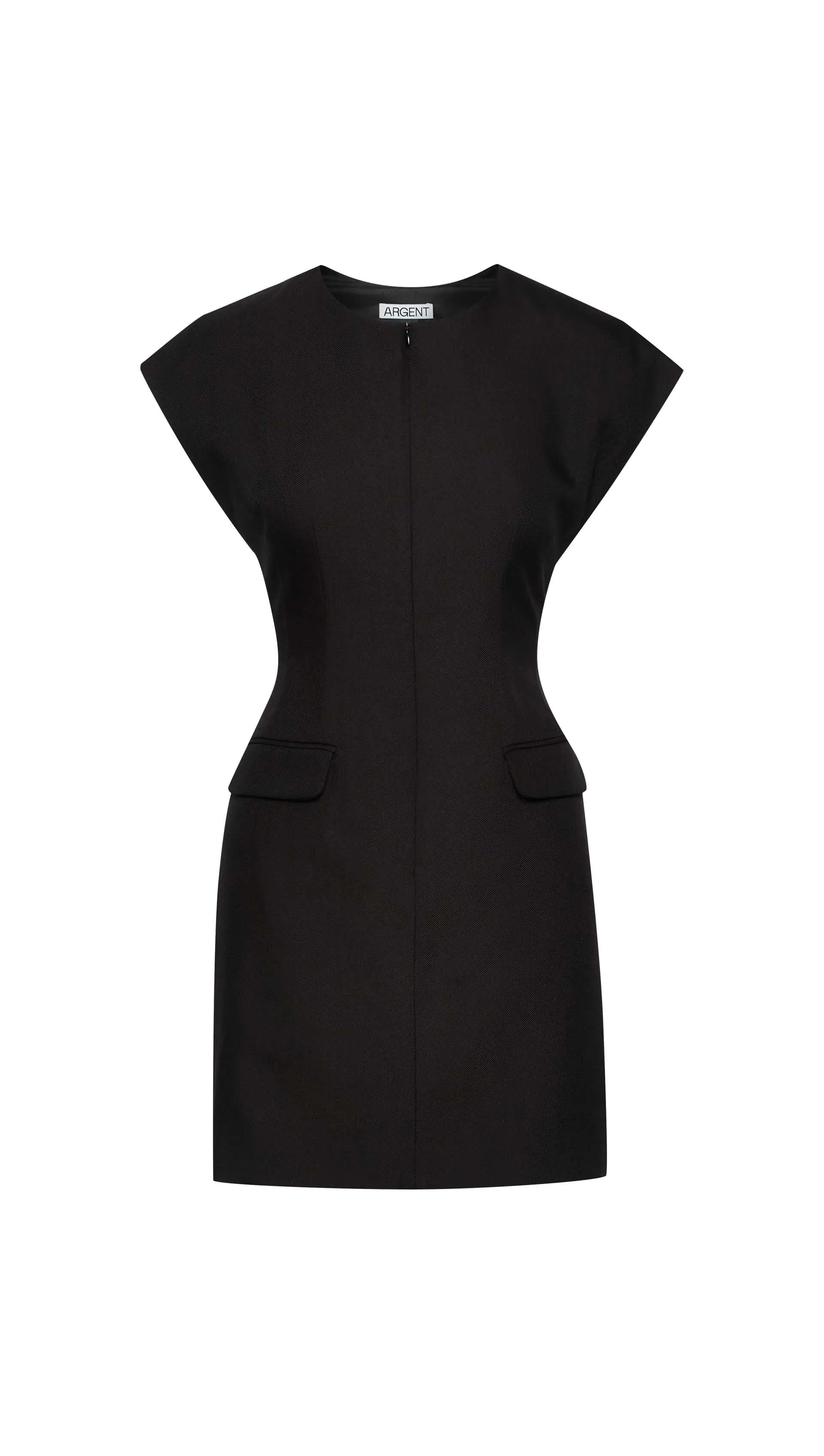 Mini Tailored Dress in Viscose Wool Twill | Black