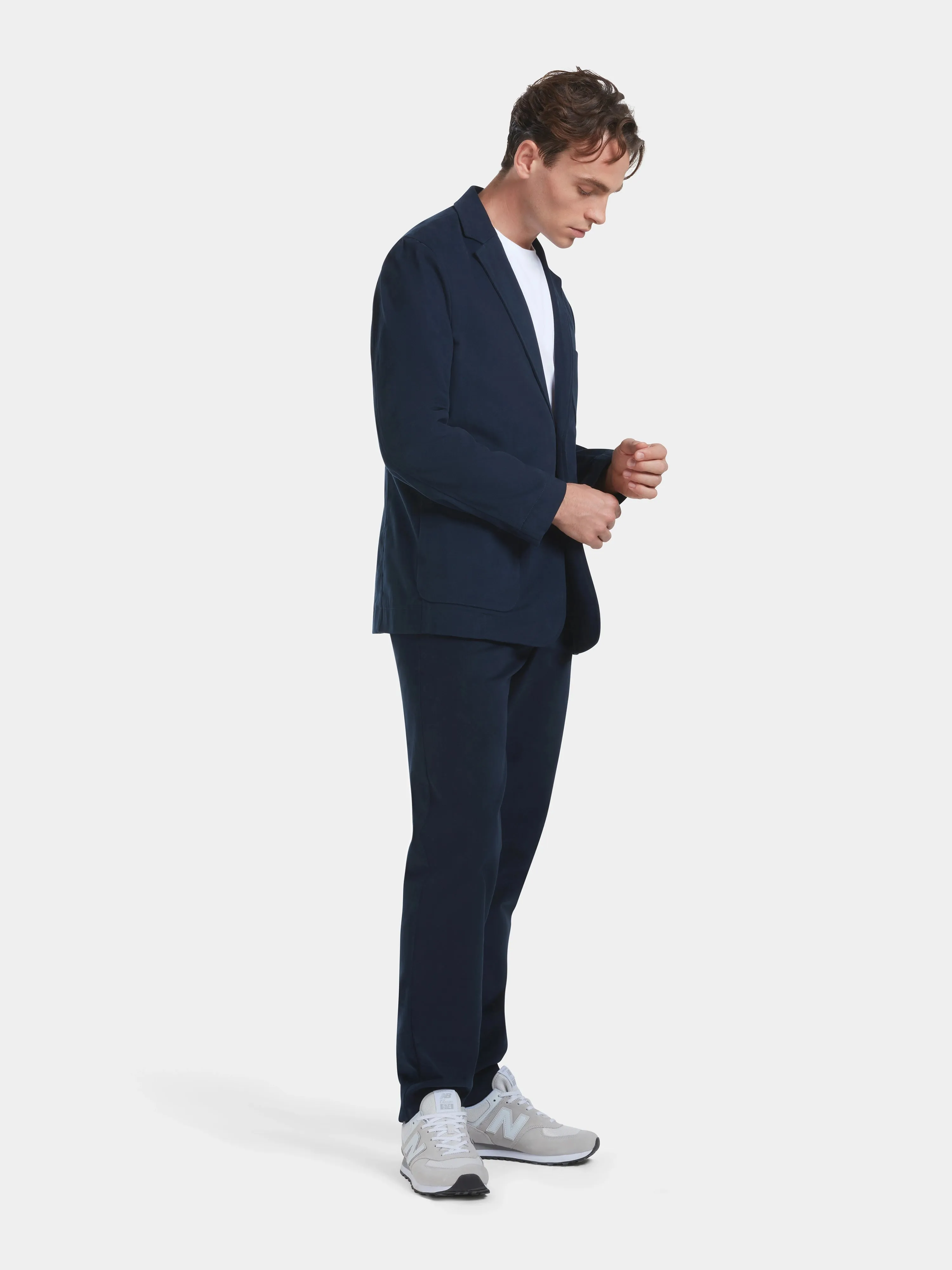 Navy Cotton Twill Blazer