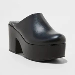 New - Women's Cheyenne Platform Clog Heels - A New Day Black 6.5