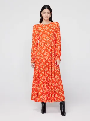 Nicole Chilli Vintage Leaf Print Maxi Dress