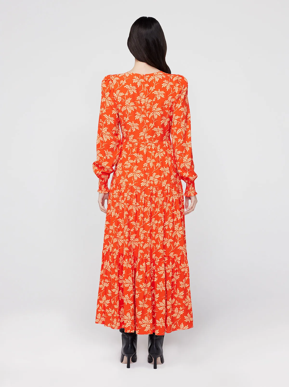 Nicole Chilli Vintage Leaf Print Maxi Dress