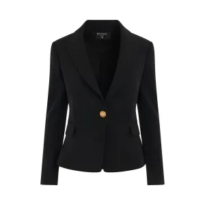 One Button Wool Jacket in Black